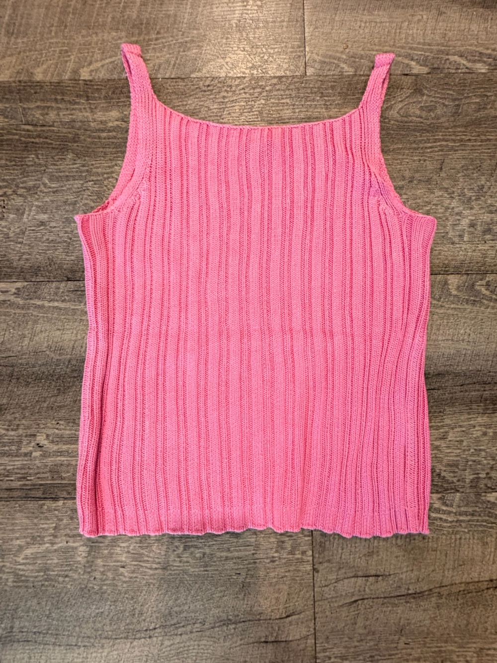 Ann Taylor Pink Coral Ribbed 100% Silk Tank Top M
